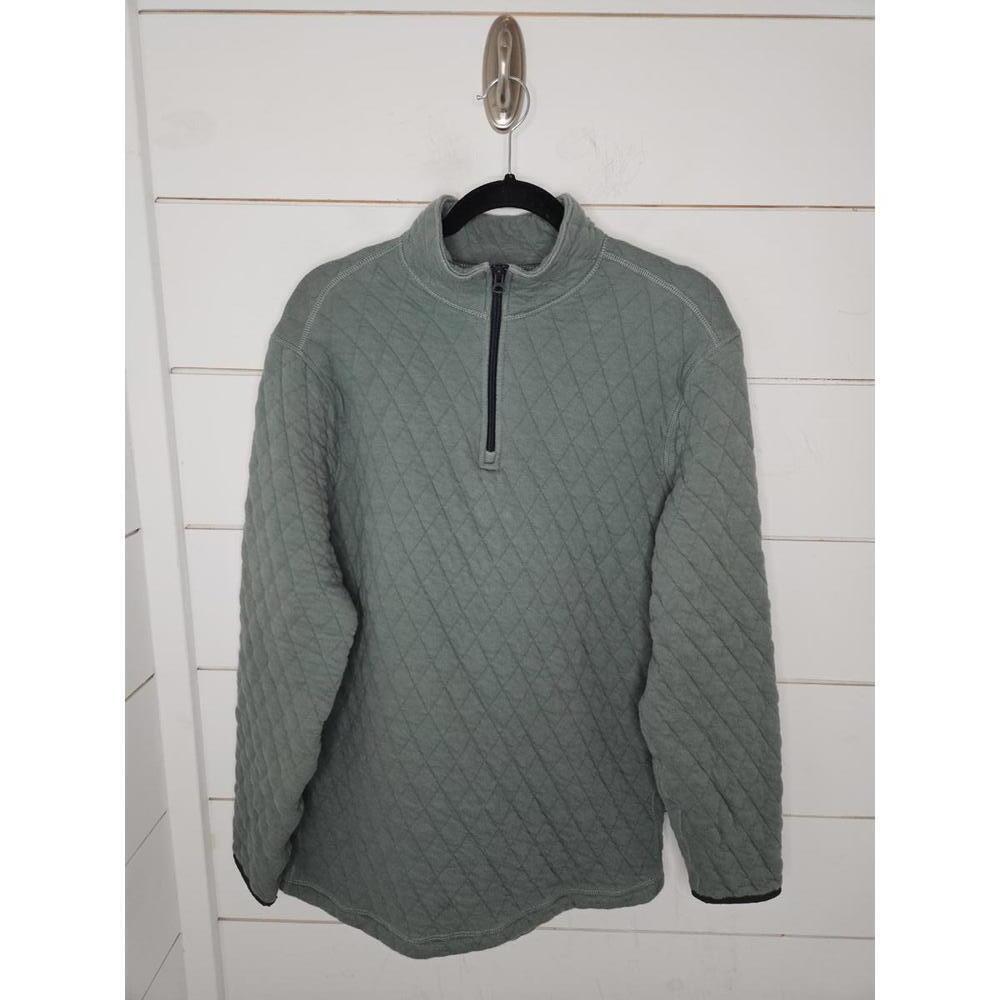 J Crew Knit Goods large green comfy warm & quilted 1/4 zip pullover